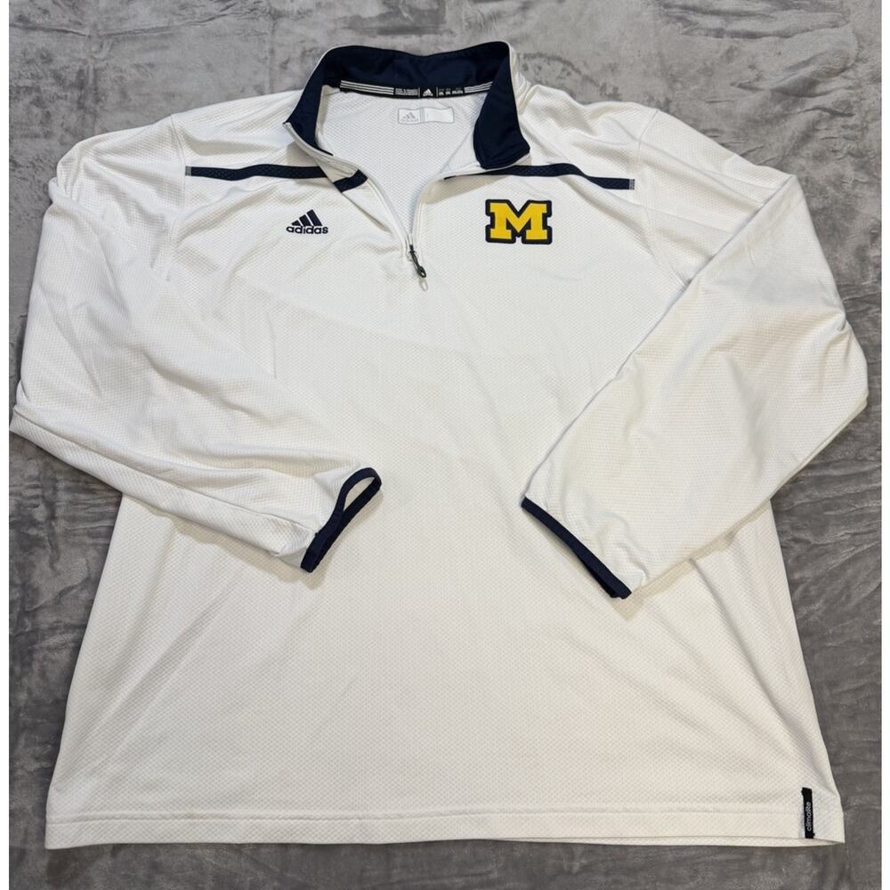 Adidas Climalite Quarter Zip Long Sleeve Pullover NCAA Michigan Wolverines 2XL